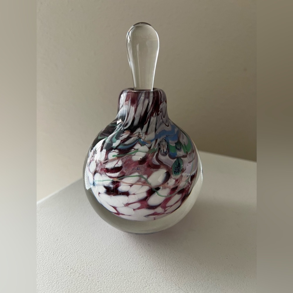 Art Glass Decanter Signed Peter Patterson 92 | Multicolor Swirl | Collectible.
